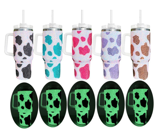 Glow in the Dark Studded Cow print Dupes