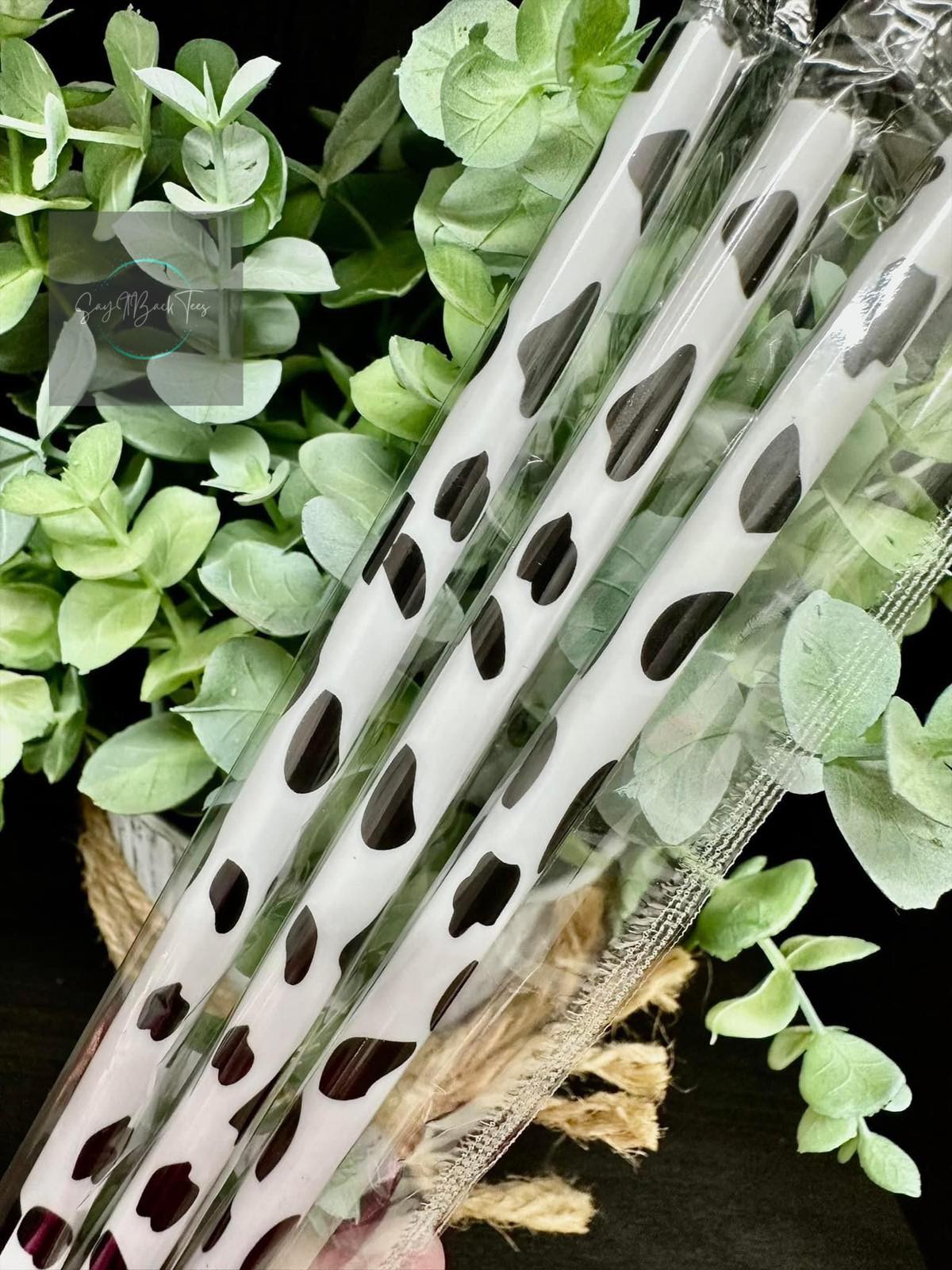 Cow Print Straw